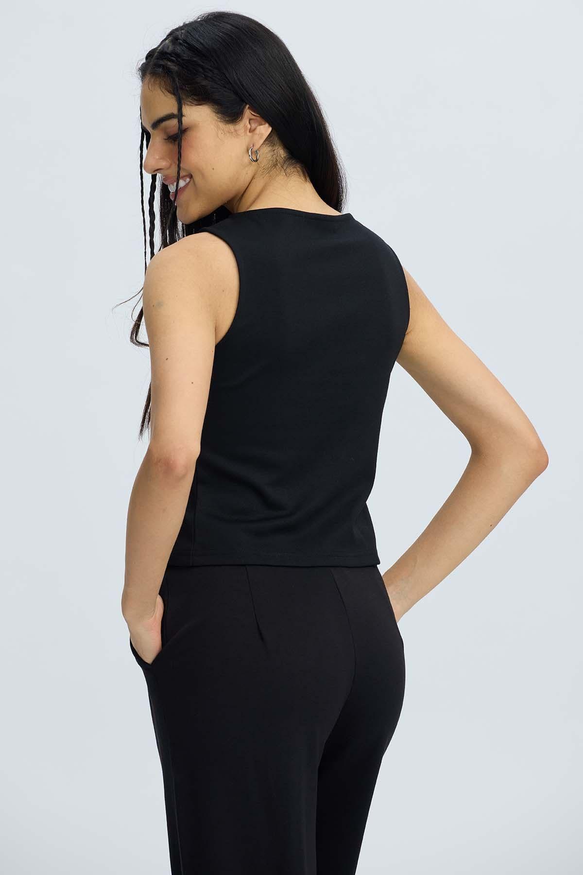 Blazer Mujer Gillette Botones Negro-2