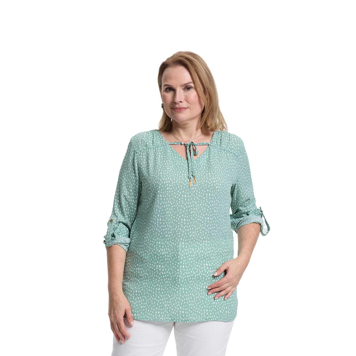 Blusa Mujer Crep Lisa Estmpada Verde Fashion's Park-0