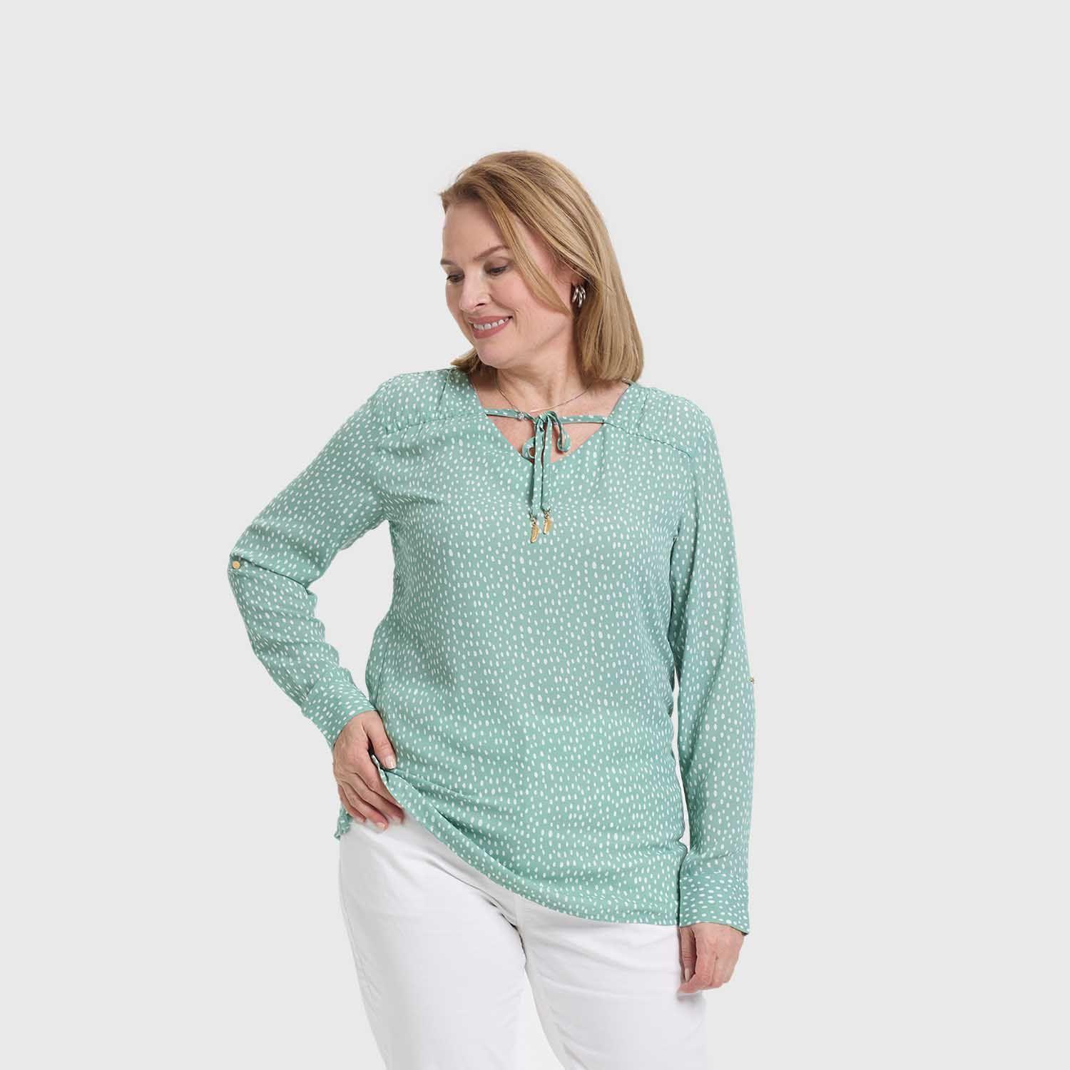 Blusa Mujer Crep Lisa Estmpada Verde Fashion's Park-1