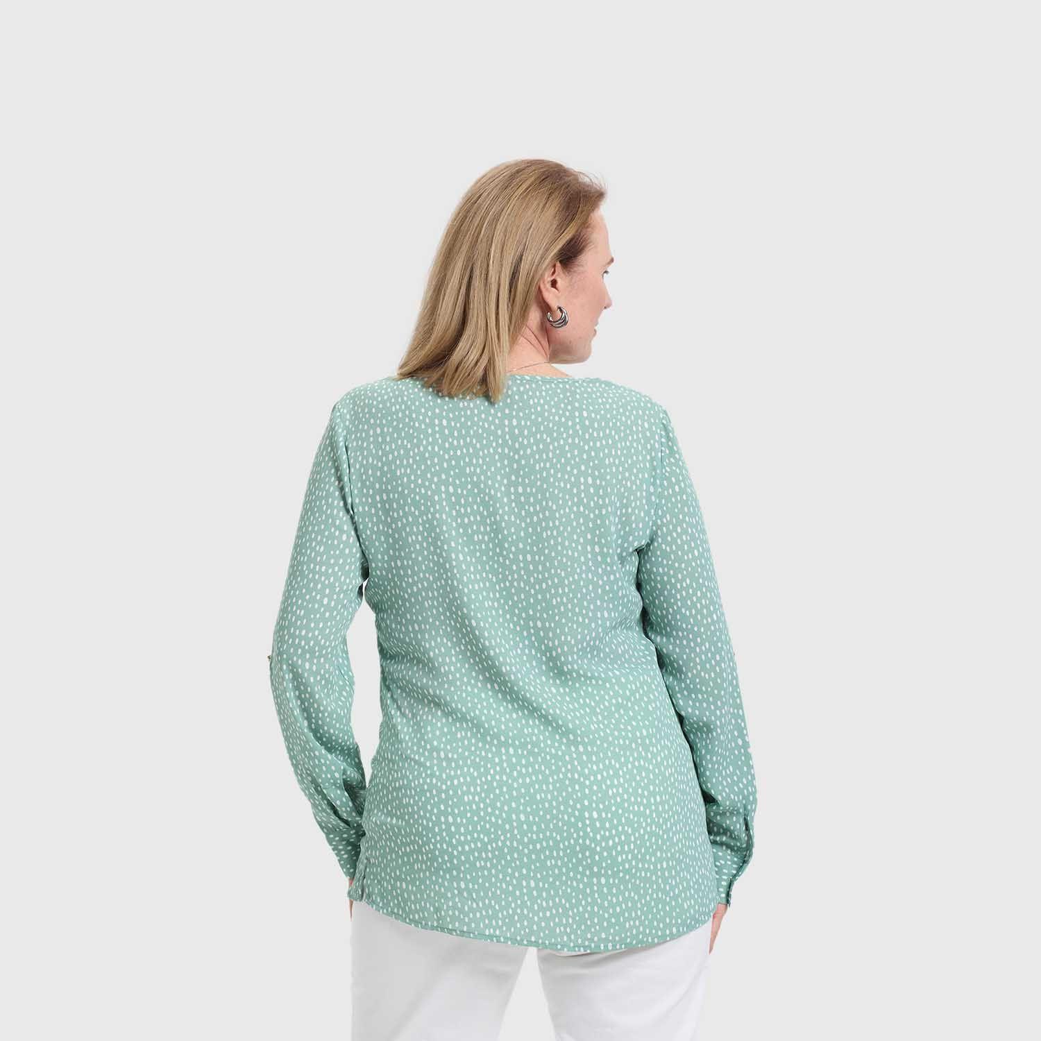 Blusa Mujer Crep Lisa Estmpada Verde Fashion's Park-2