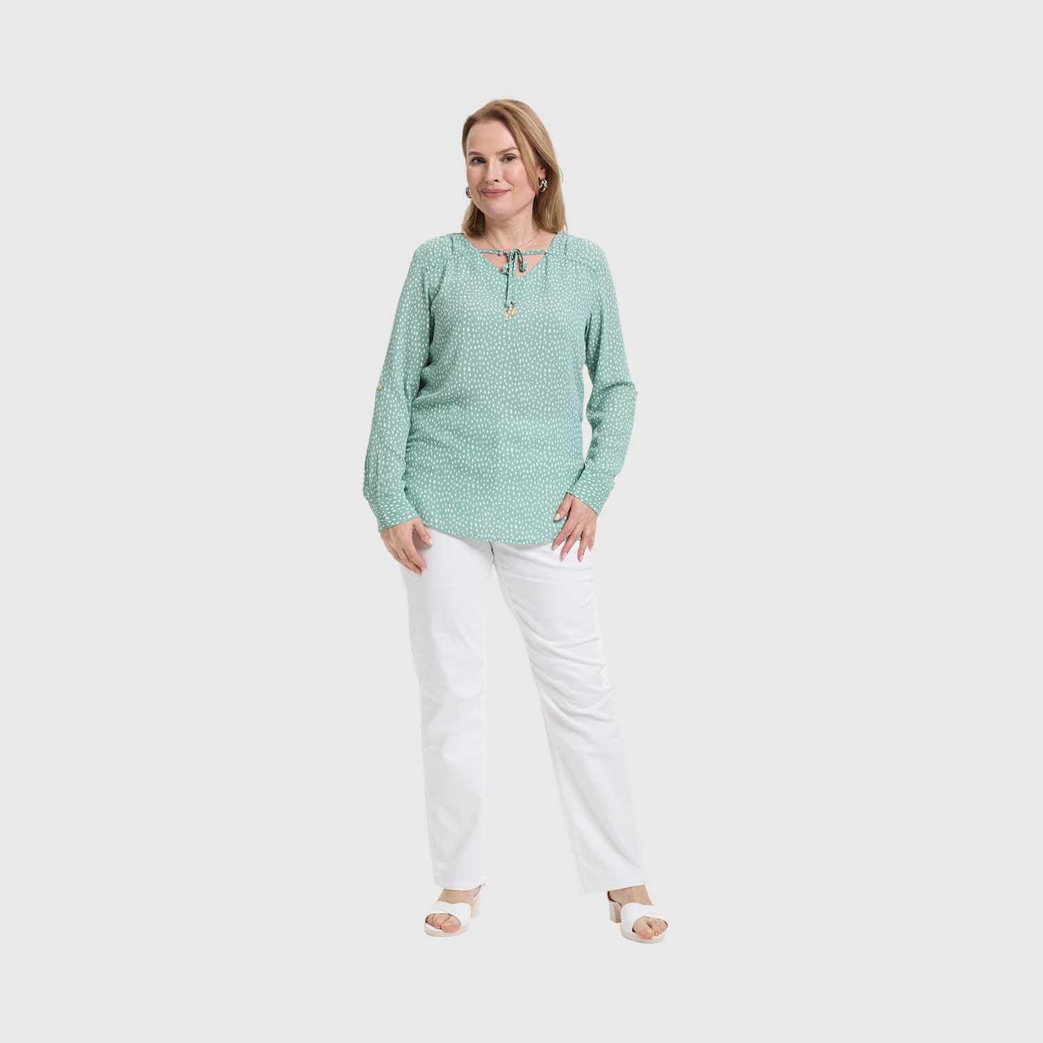 Blusa Mujer Crep Lisa Estmpada Verde Fashion's Park-3