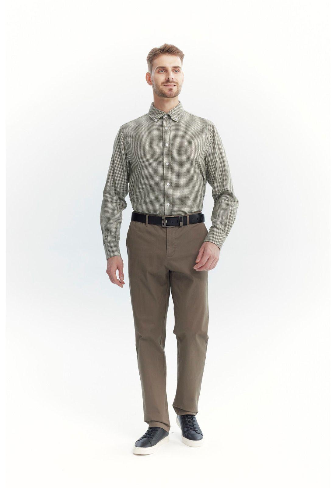 Camisa Hombre Slim Verde Oliva-3