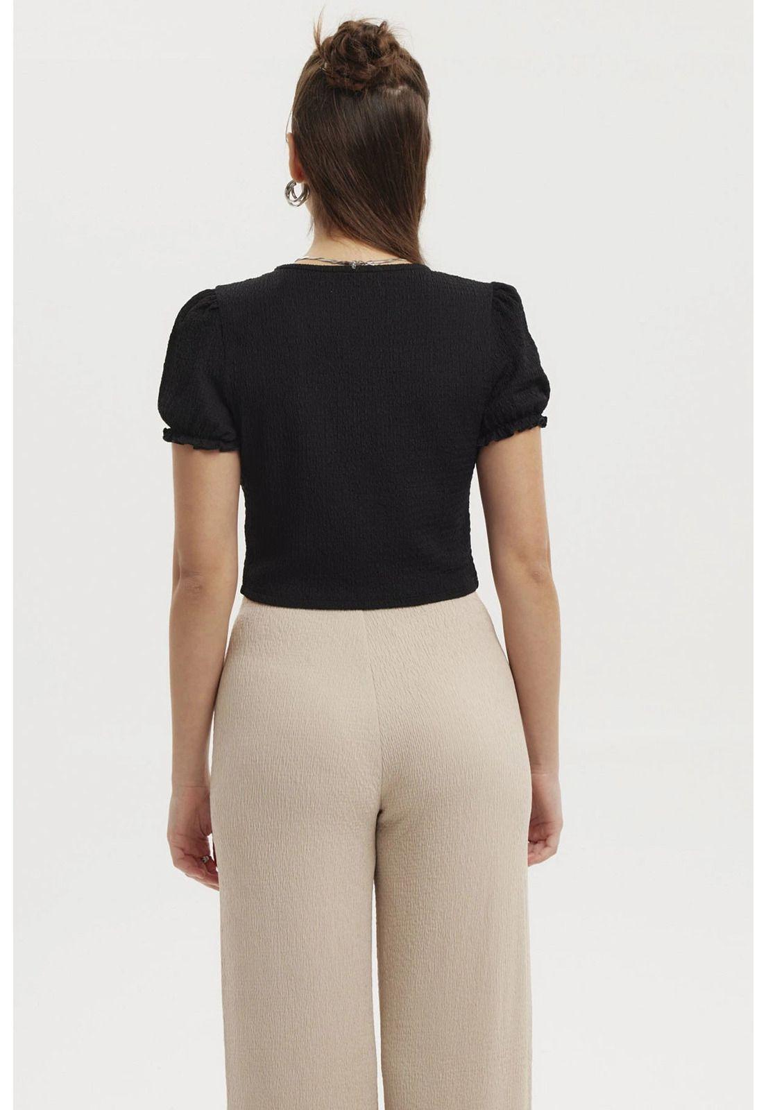 Polera Mujer Abierta Con Lazo Y Cintura Negro-2