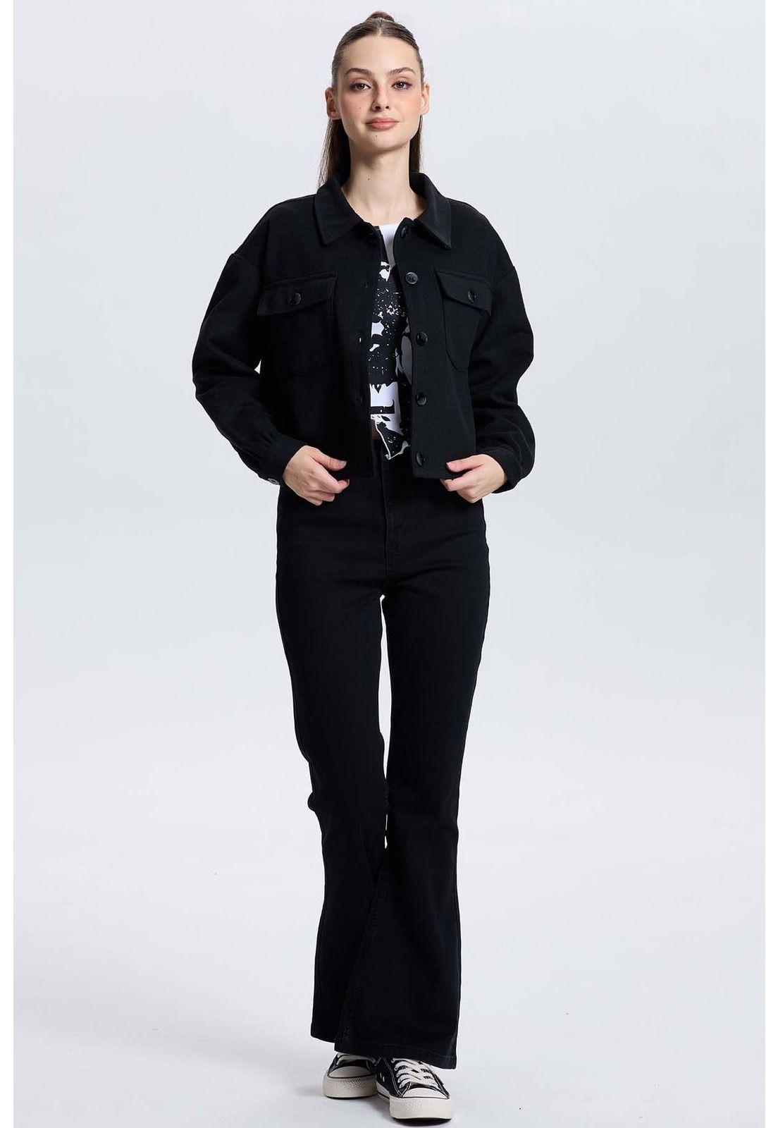 Chaqueta Mujer Overshirt Negro-3