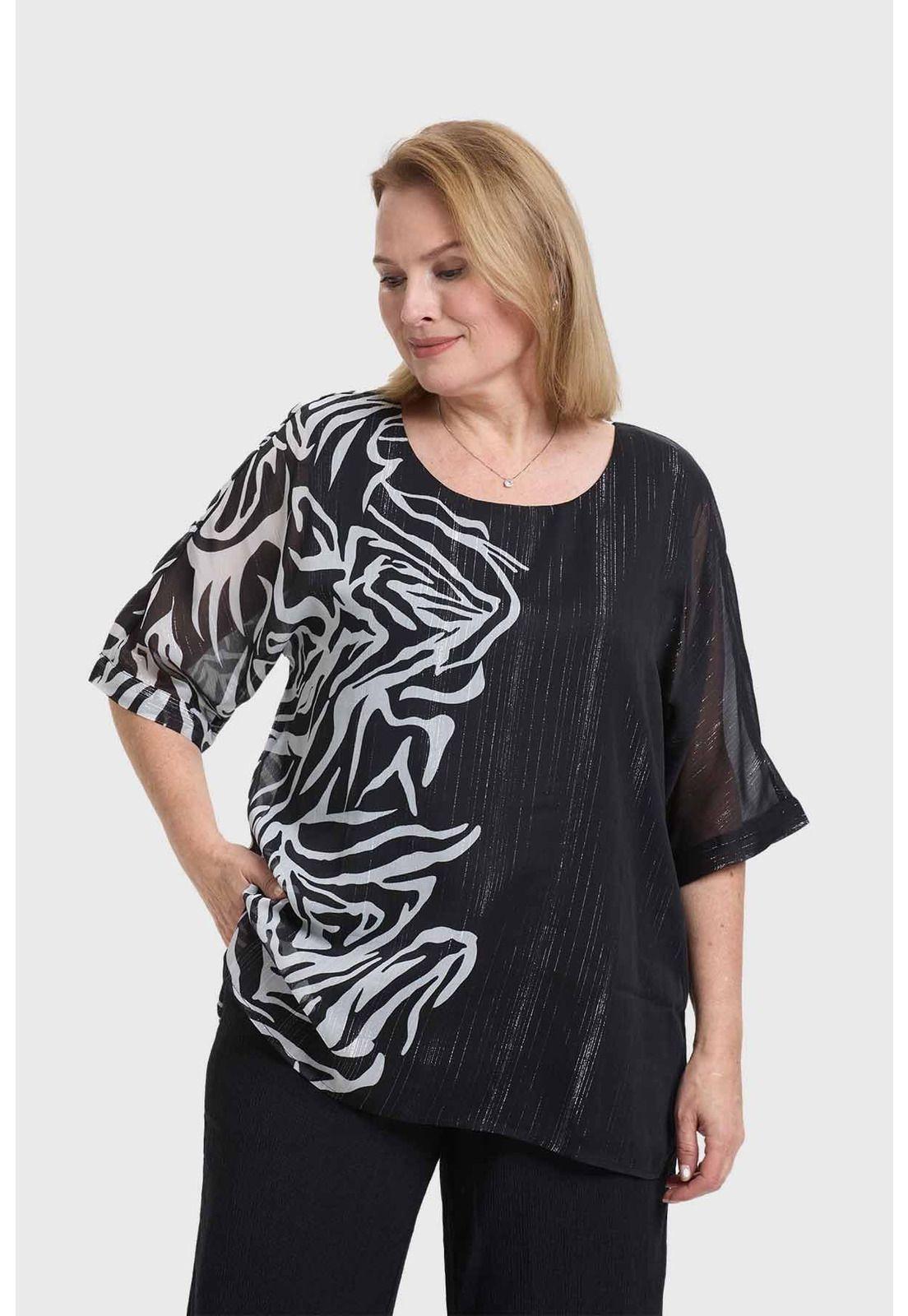 Blusa Mujer Flare Doble Capa Negro-1