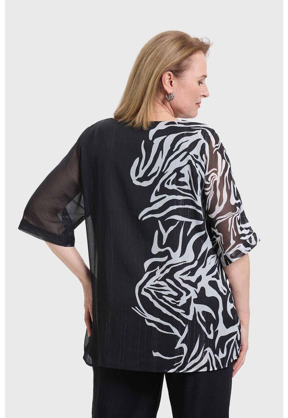 Blusa Mujer Flare Doble Capa Negro-2