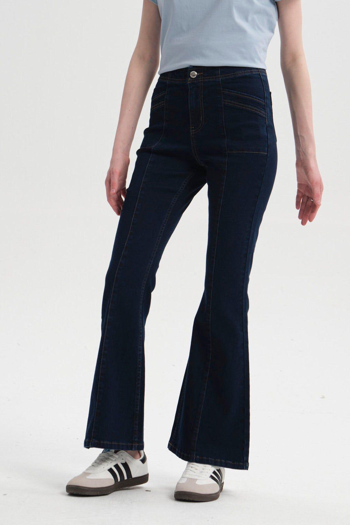 Jeans Mujer Flare Azul Oscuro-2