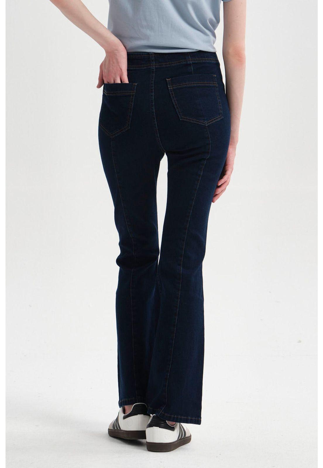Jeans Mujer Flare Azul Oscuro-1
