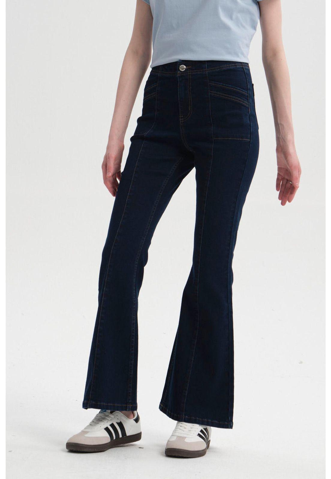 Jeans Mujer Flare Azul Oscuro-2