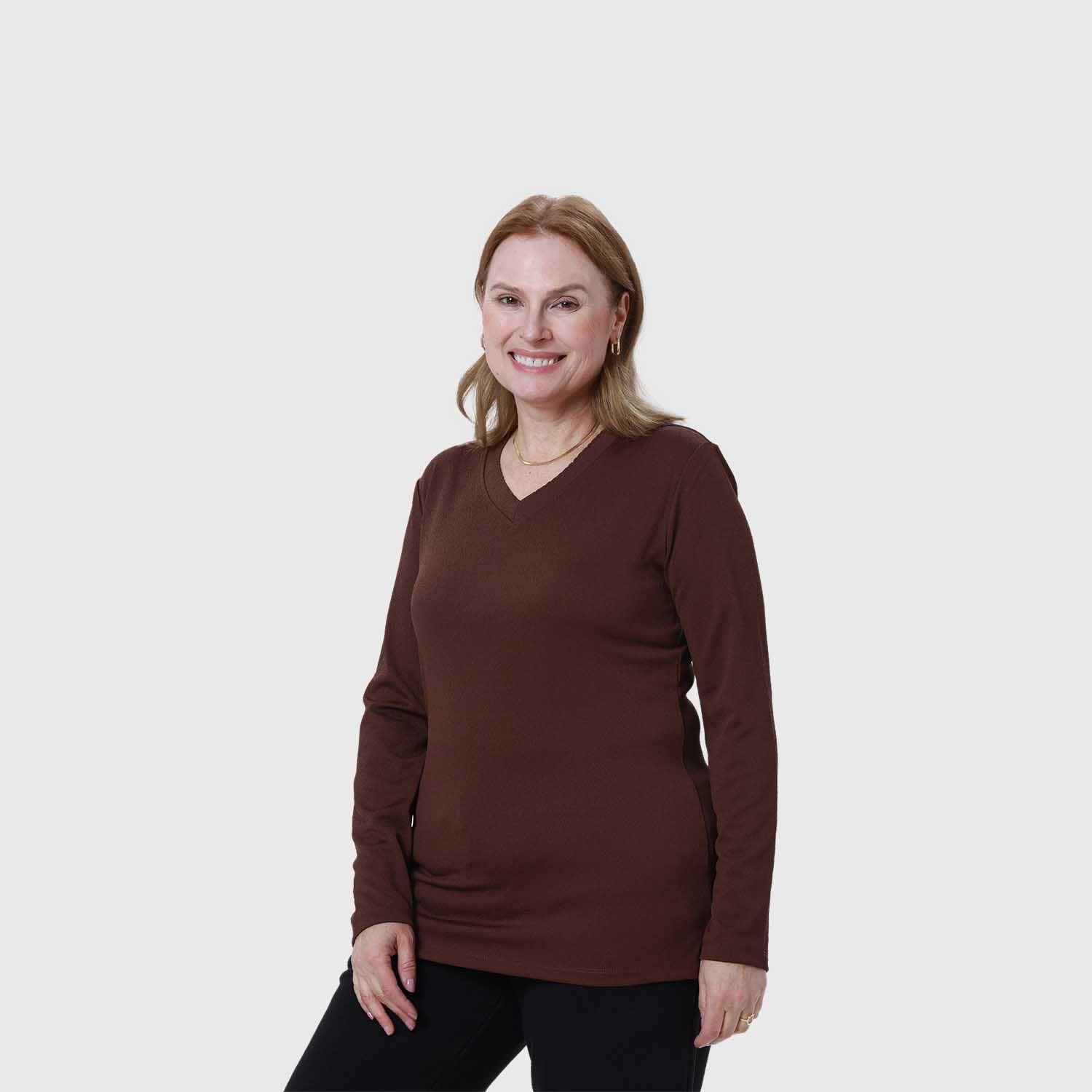 Polera Mujer Texturizada Cafe-1