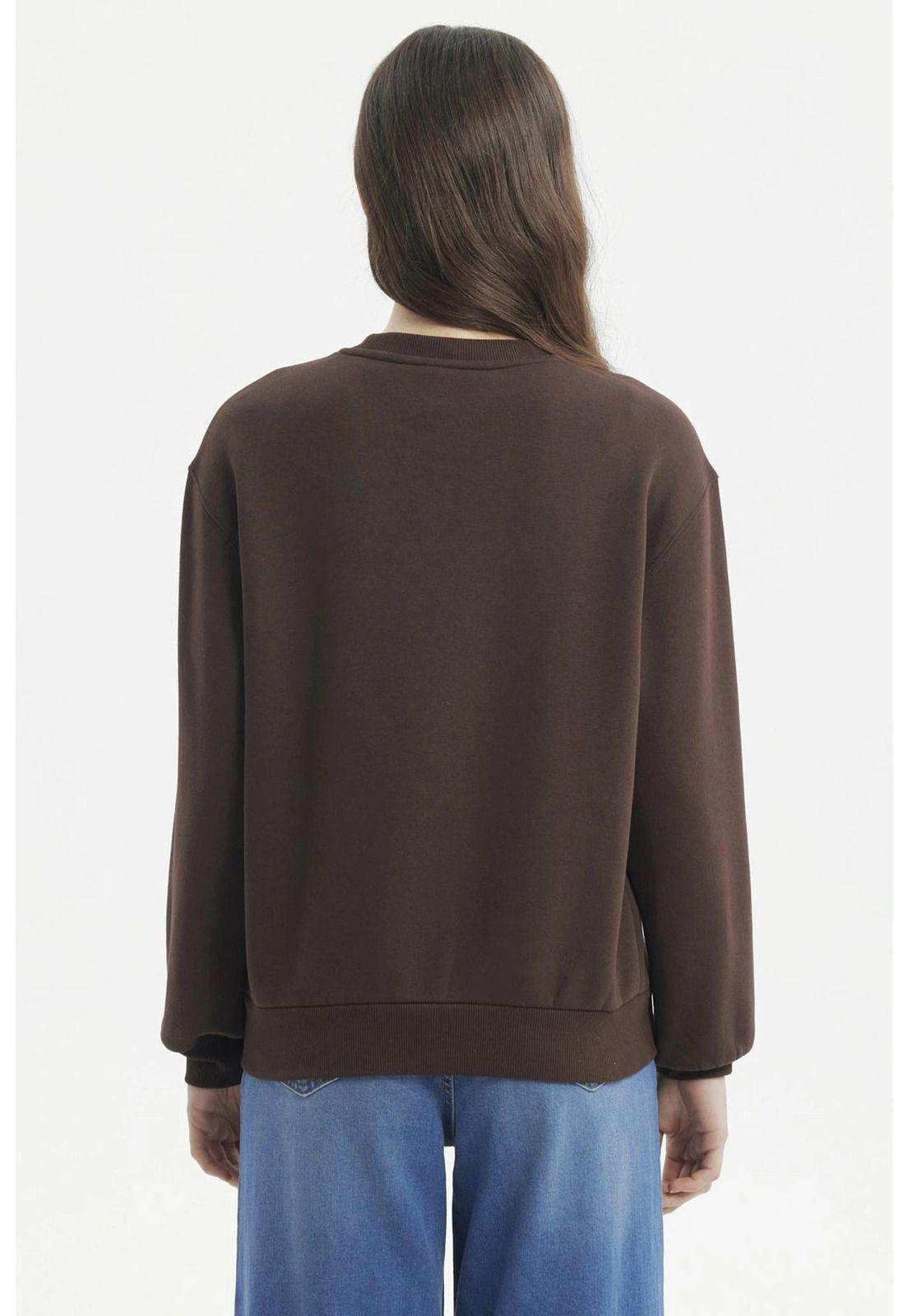 Polerón Mujer Liso Café Oscuro-2