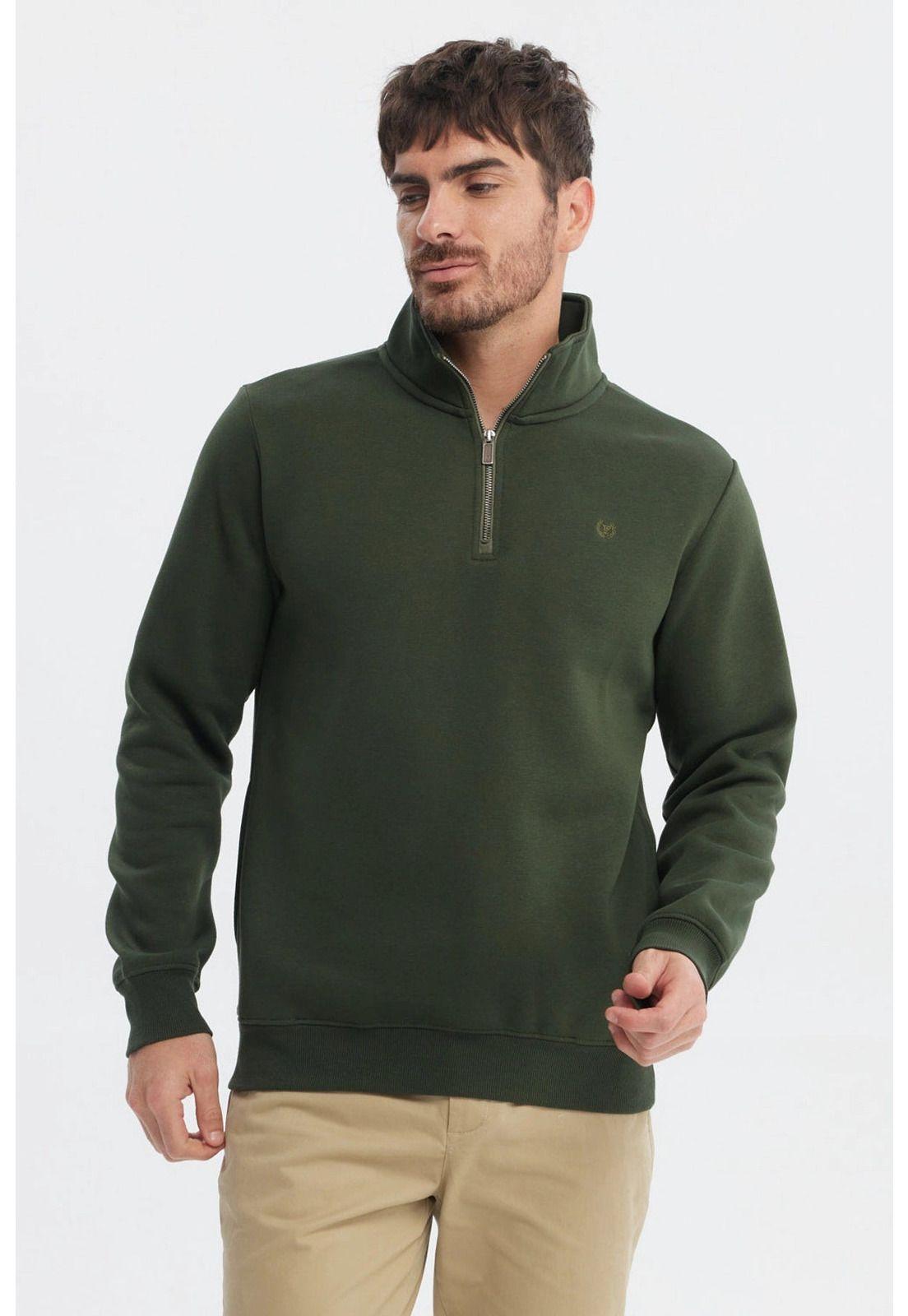Polerón Hombre Slim Half Zipper Verde-0