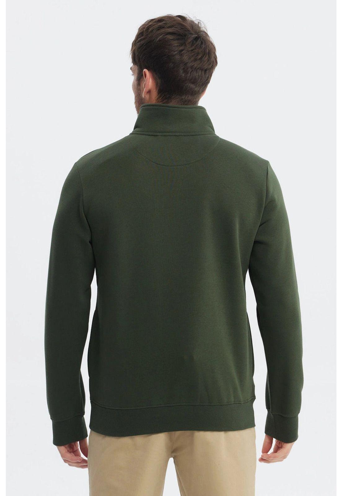 Polerón Hombre Slim Half Zipper Verde-2