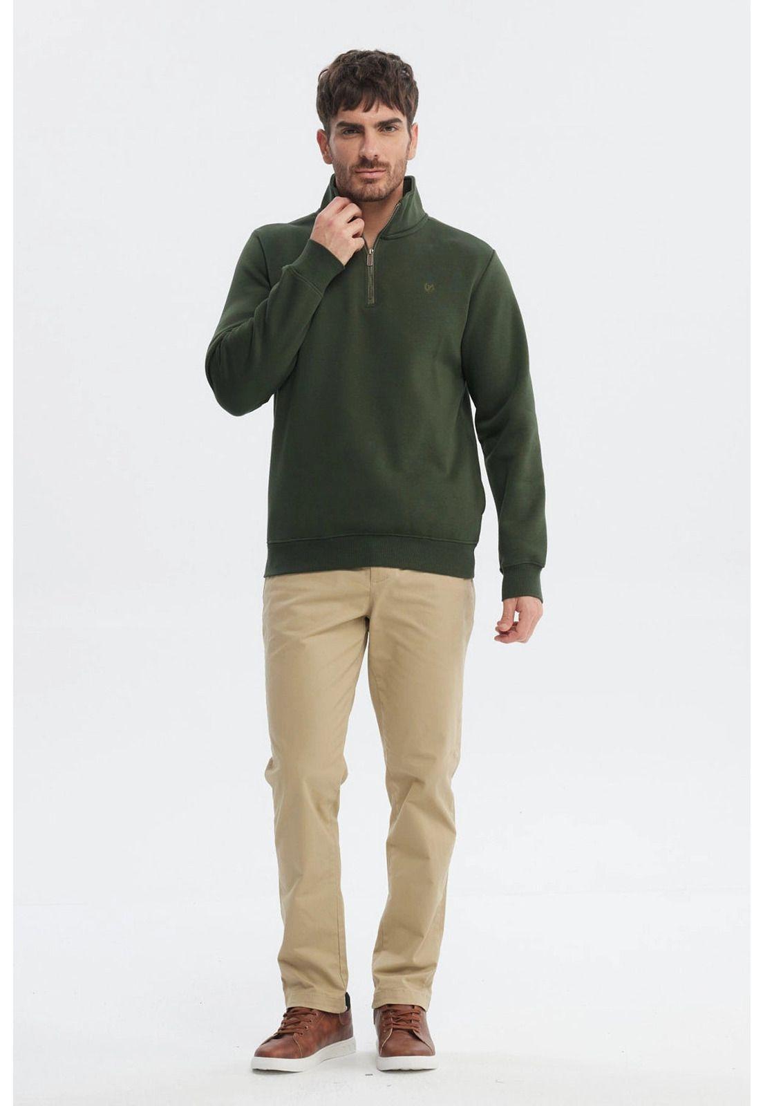 Polerón Hombre Slim Half Zipper Verde-3