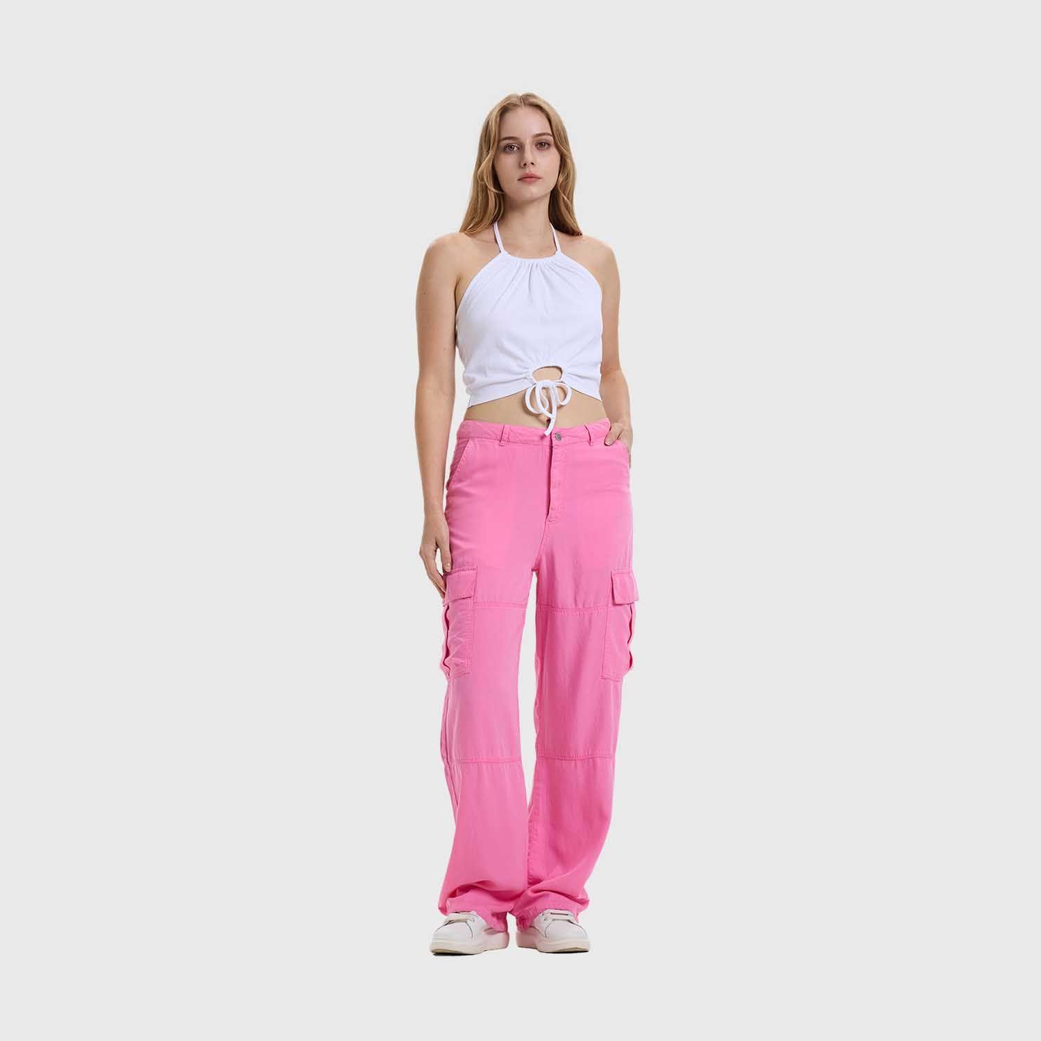 Jeans Mujer Cargo Parachute Rosado Fashion's Park-3