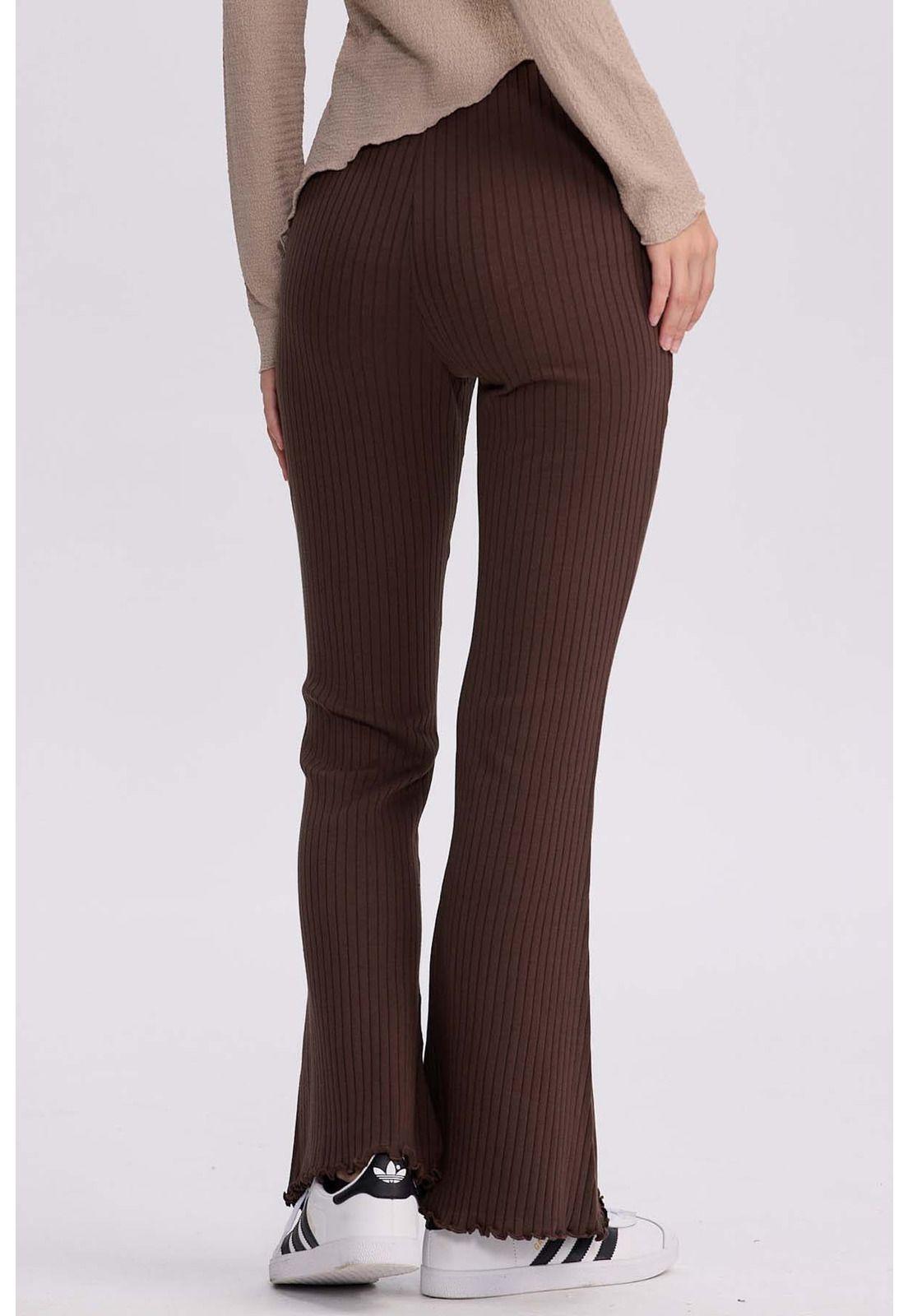 Pantalón Mujer Flare Rib Café-2