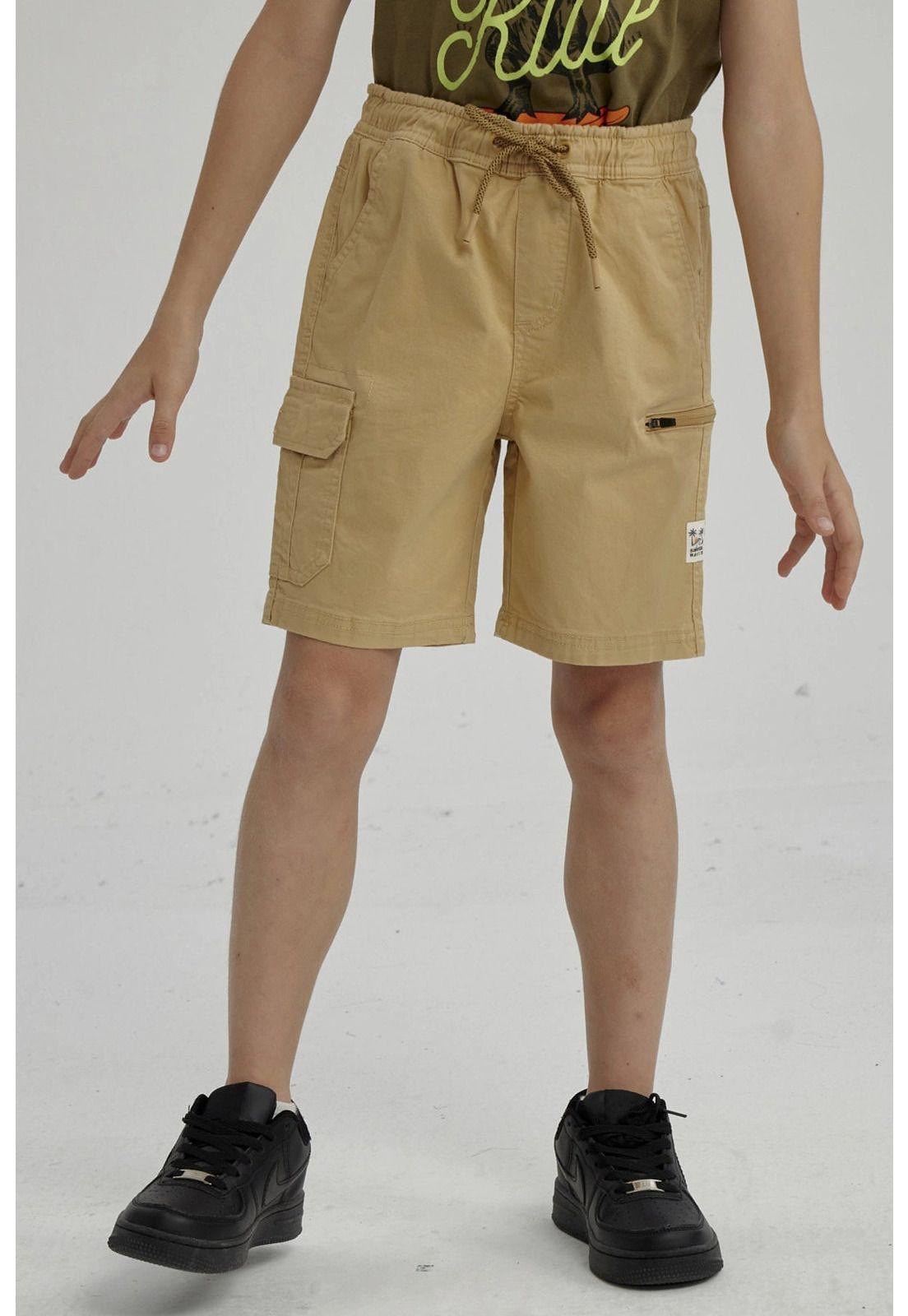 Bermuda Niño Cargo Gabardina Kaki-0