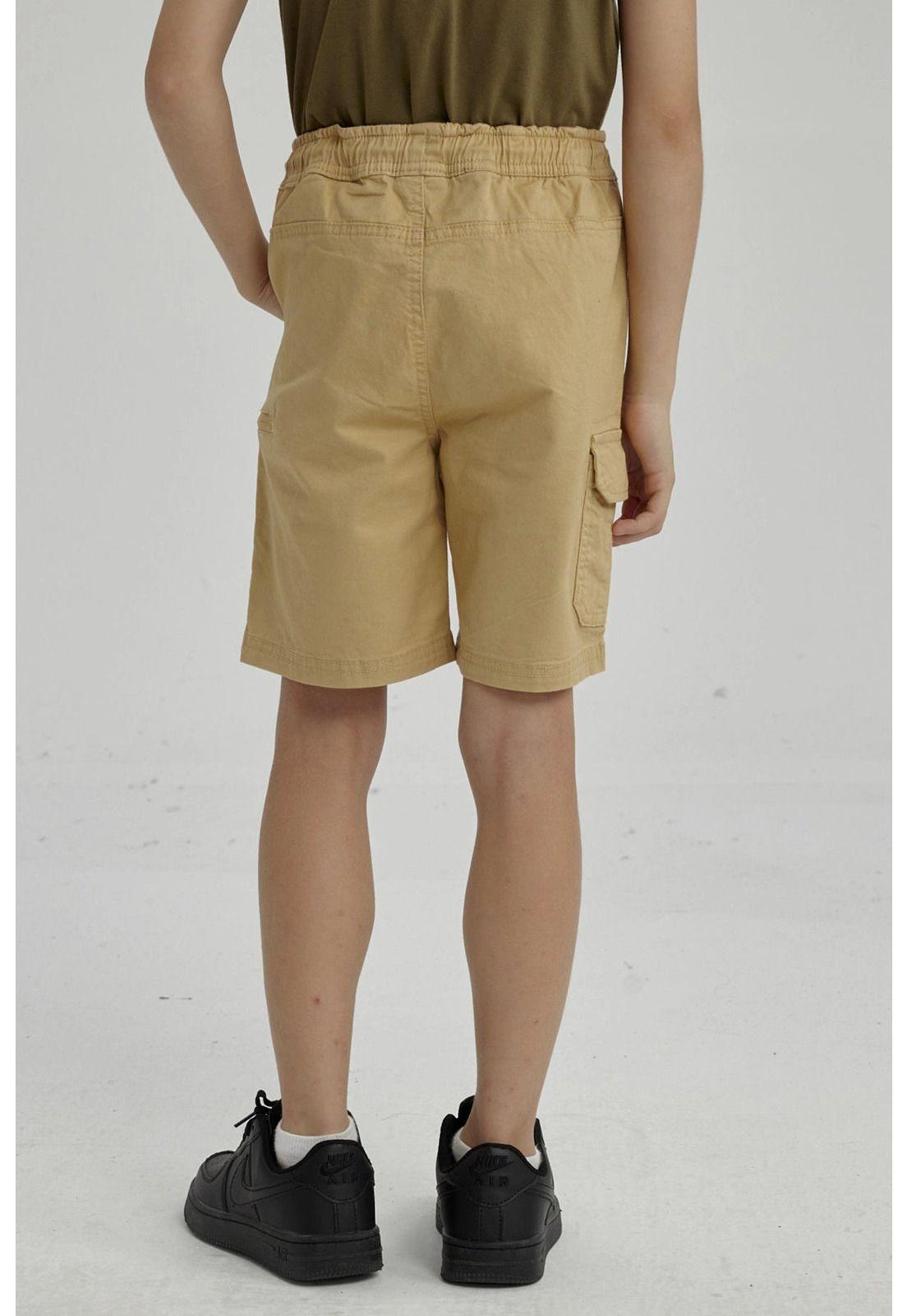Bermuda Niño Cargo Gabardina Kaki-2