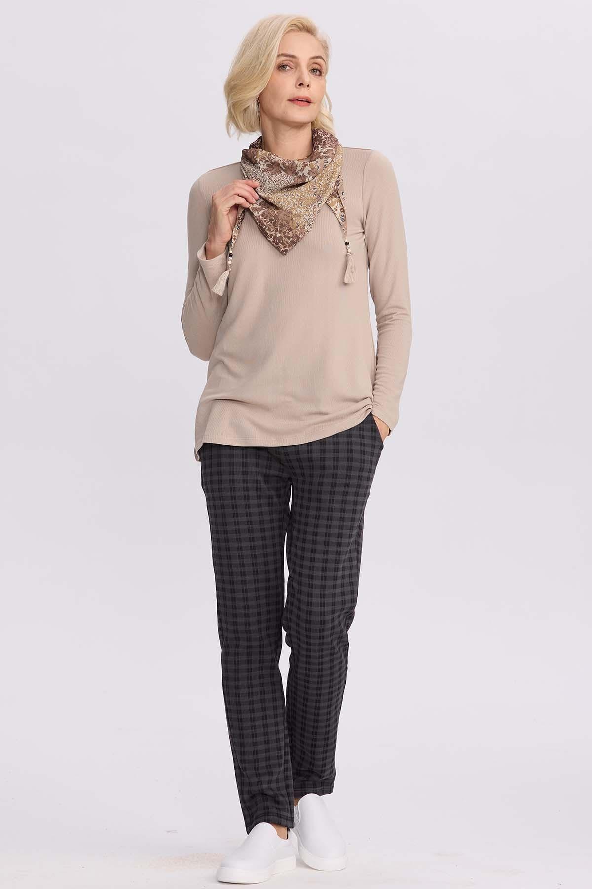 Sweater Mujer Con Pañuelo Beige-3