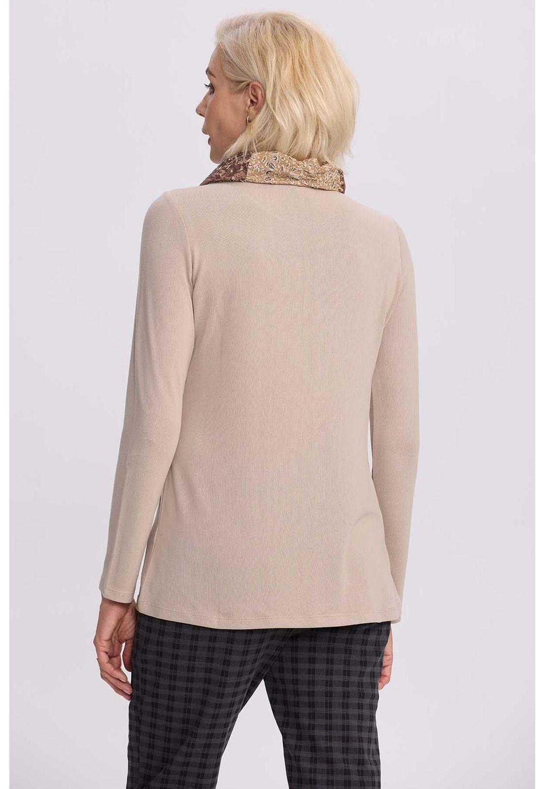 Sweater Mujer Con Pañuelo Beige-2
