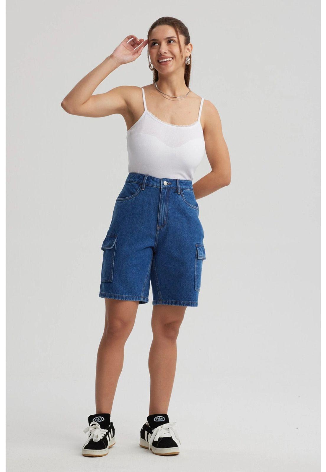 Short Mujer Cargo Azul - ll-3