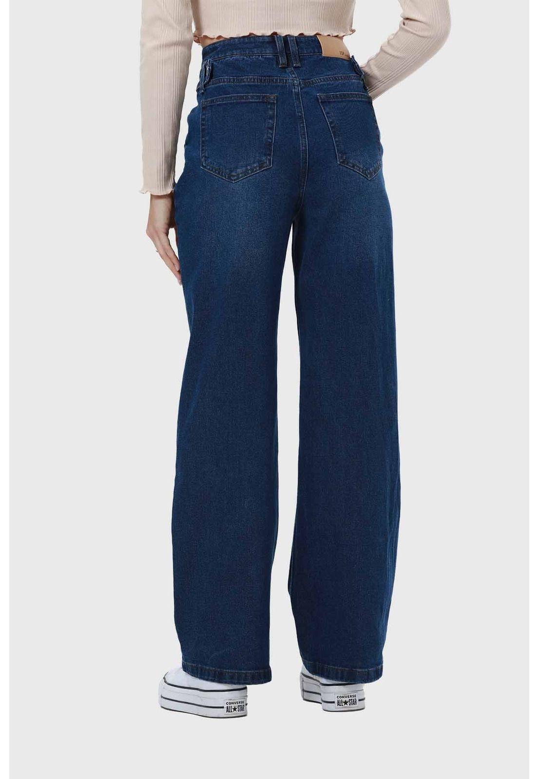 Jeans Mujer Línea Media Calce Recto Azul-2