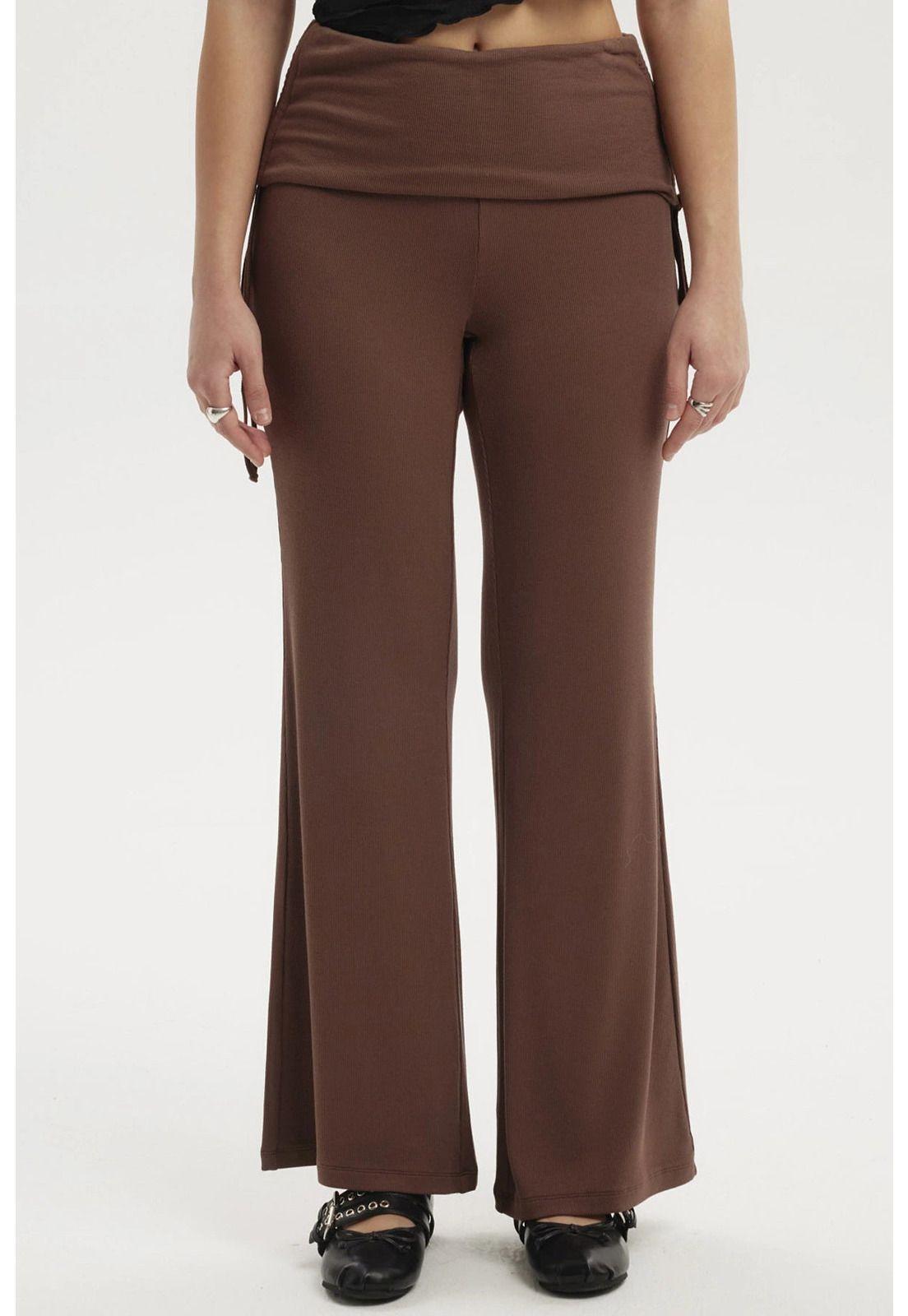 Pantalón Mujer Liso Café Oscuro-0