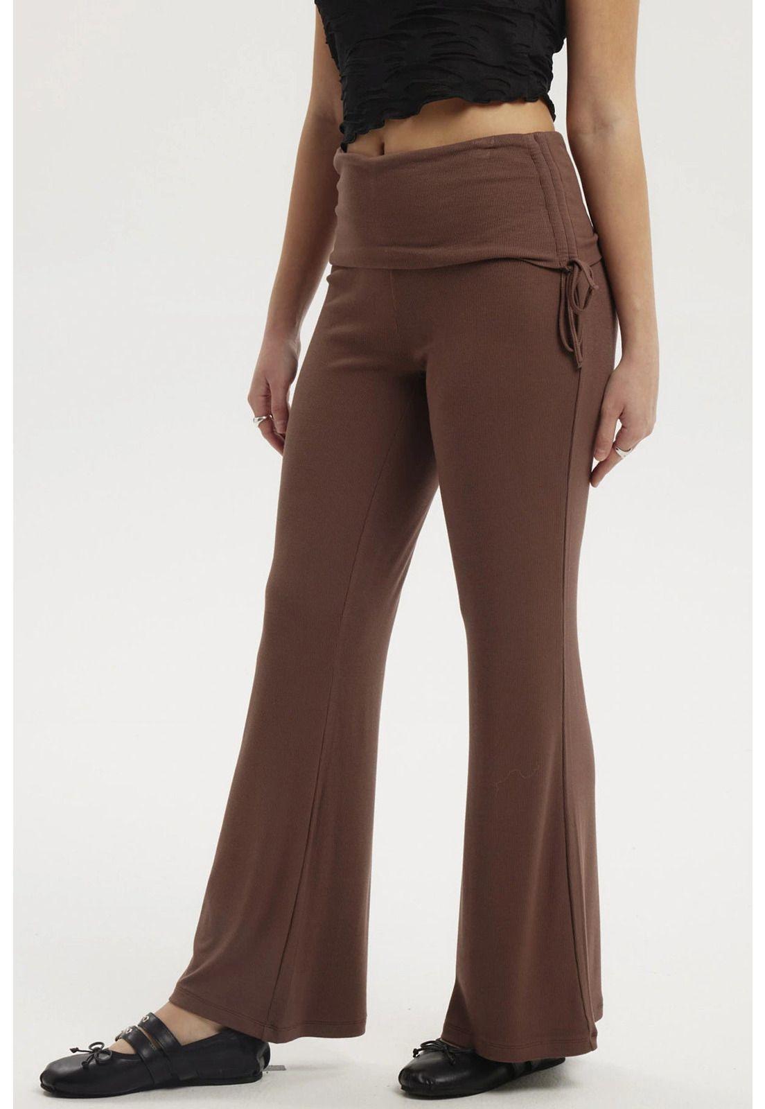 Pantalón Mujer Liso Café Oscuro-1