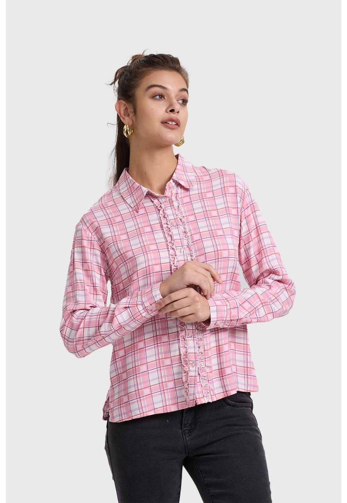Blusa Mujer Abotonada Rosado-0