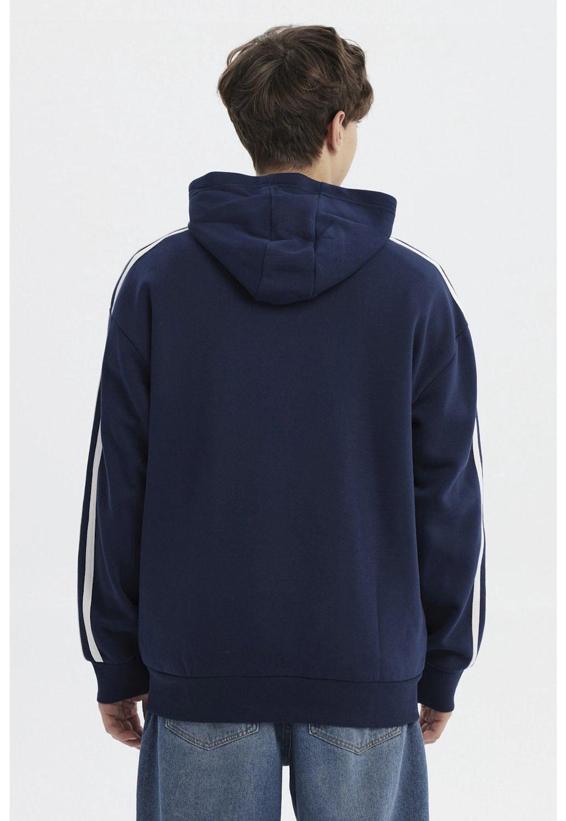 Polerón Hombre Slim Con Gorro Azul Marino - ll-2