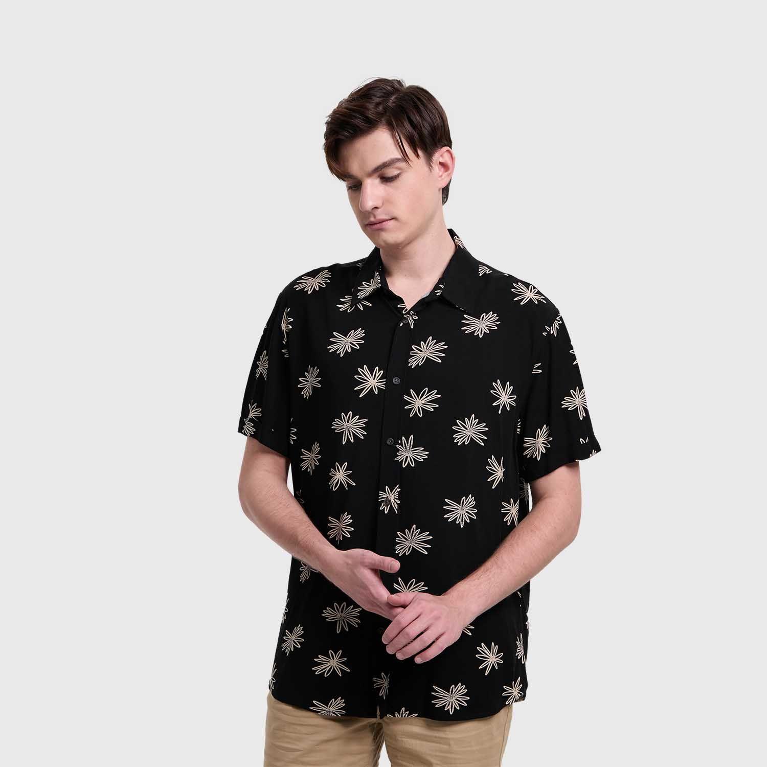 Camisa Hombre Mini Print Negro I Fashion's Park-1