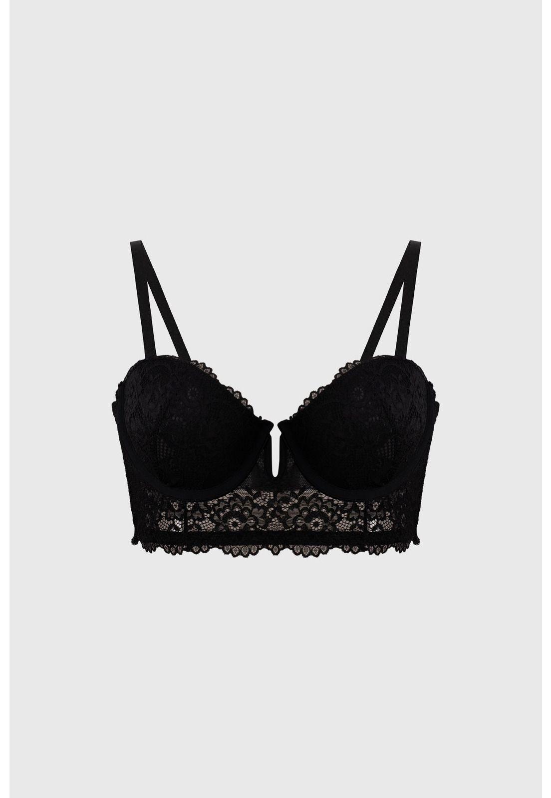 Sostén Mujer Strappless Encaje Negro-0