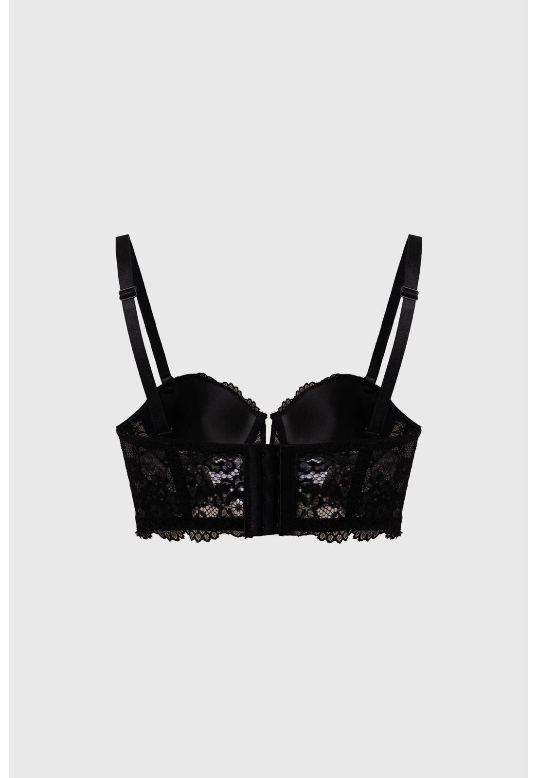 Sostén Mujer Strappless Encaje Negro-1