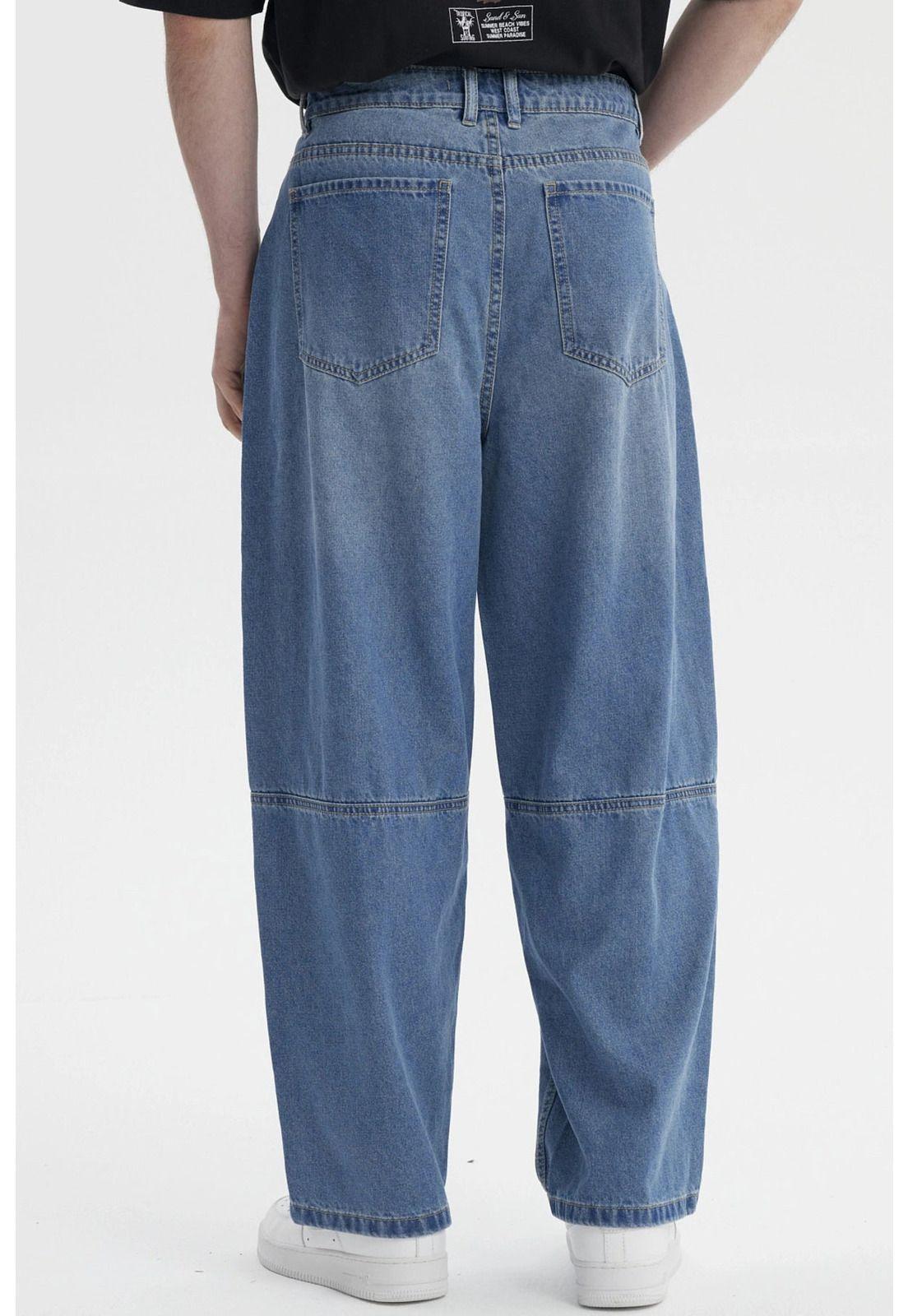 Jeans Hombre Baggy Panel Moto Azul-2