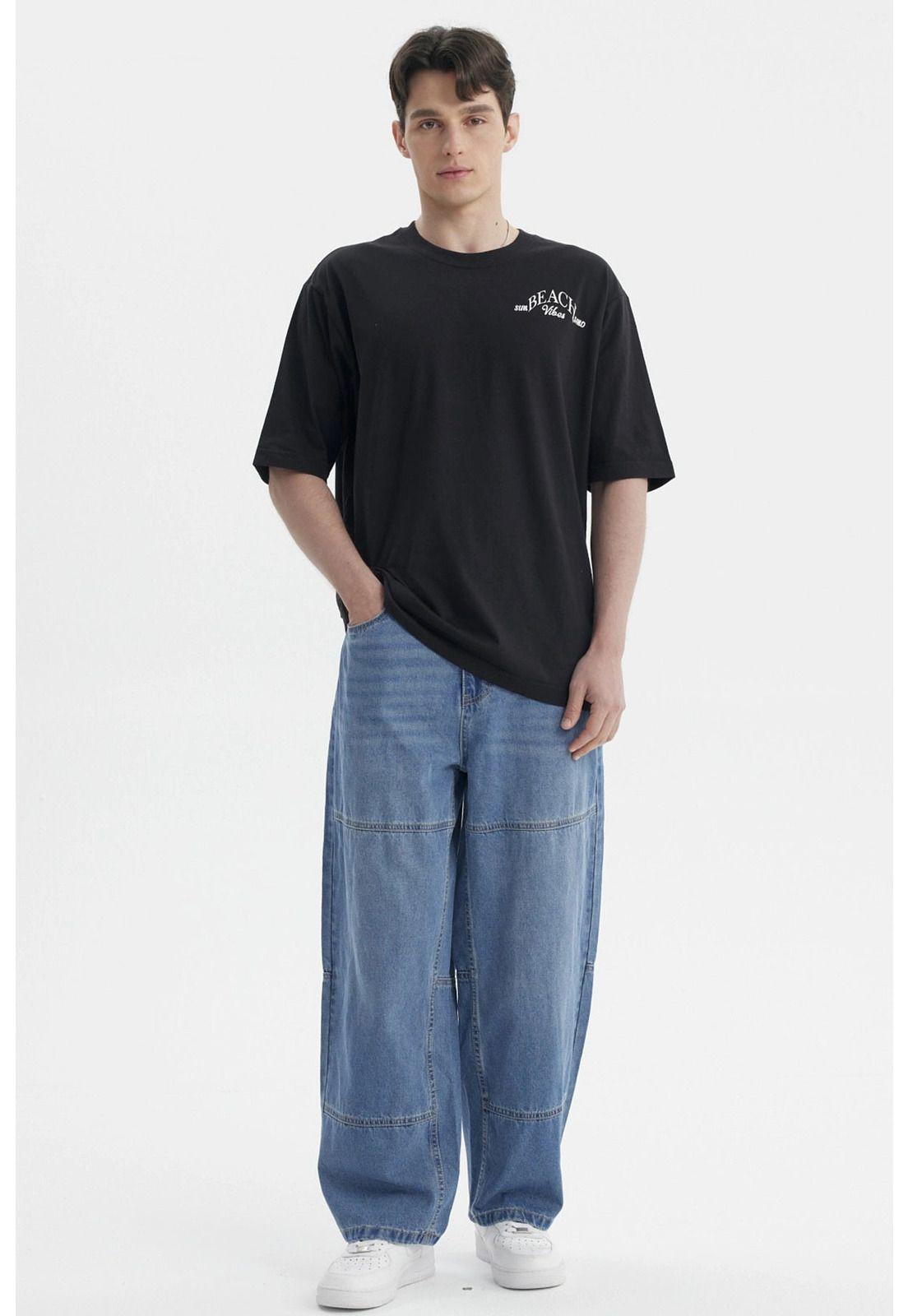 Jeans Hombre Baggy Panel Moto Azul-3