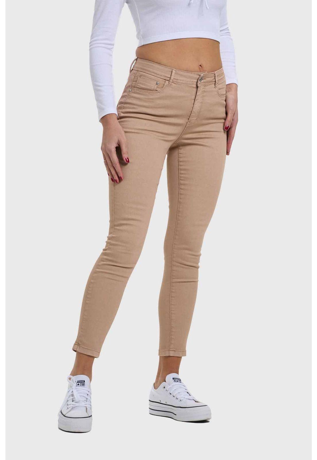 Jeans Mujer Skinny Beige-0
