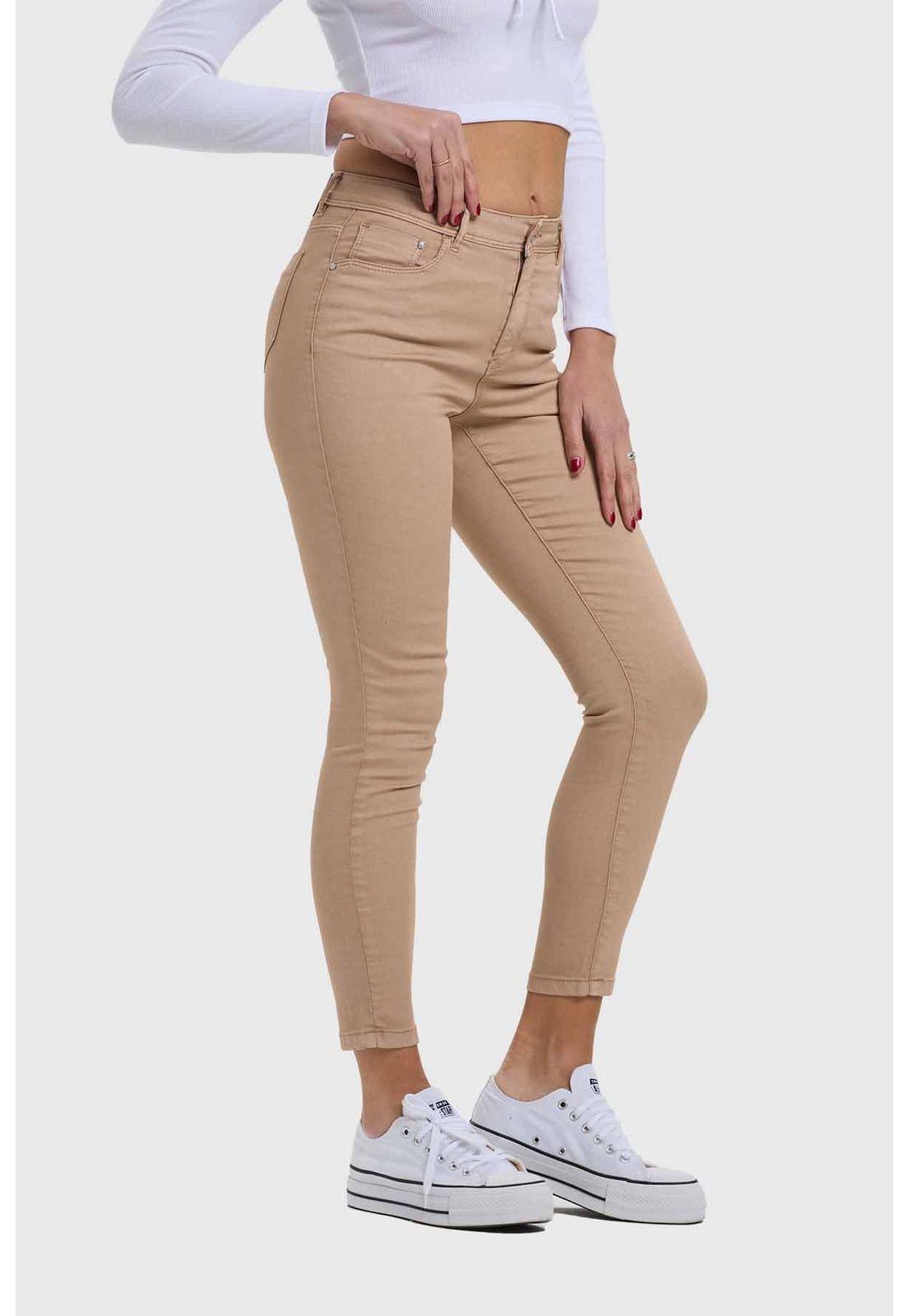 Jeans Mujer Skinny Beige-1