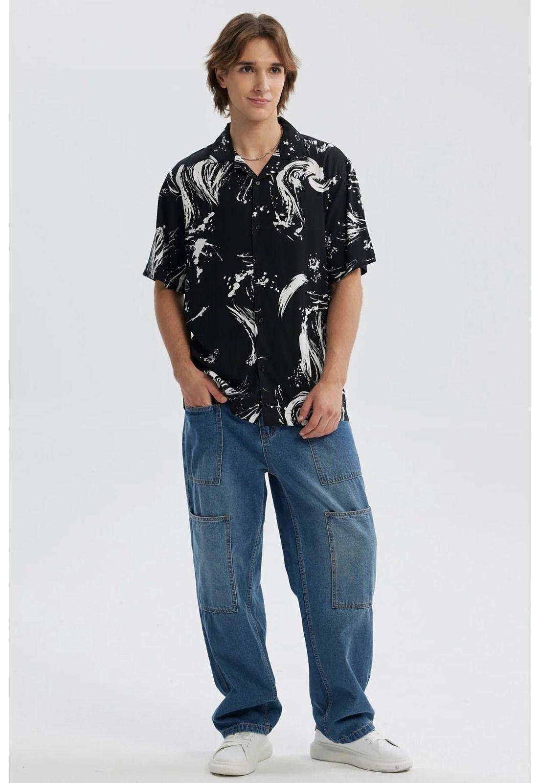 Camisa Hombre Full Rapport Negro/Blanco-3