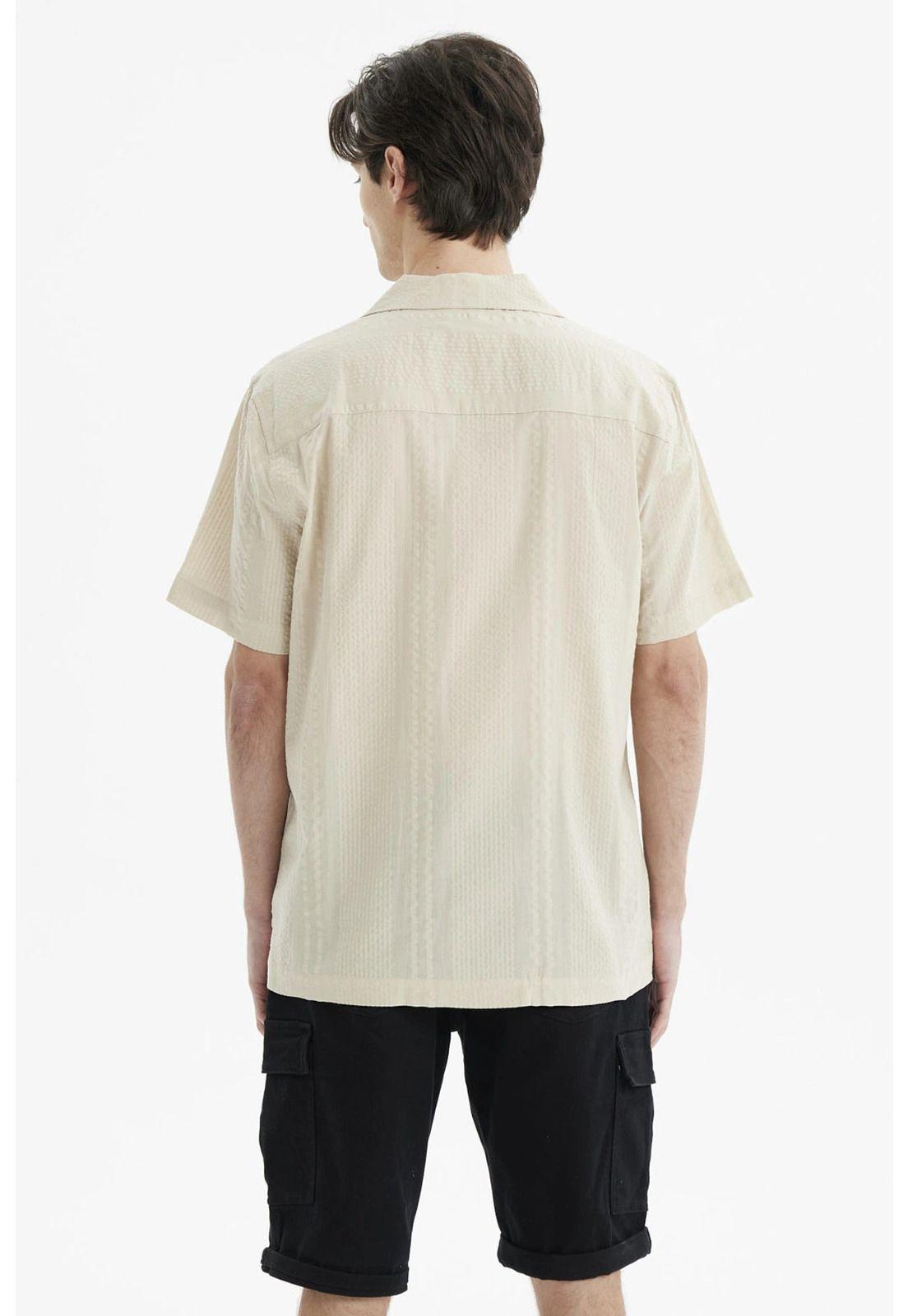 Camisa Hombre Slim Cuello Camisero Beige-2