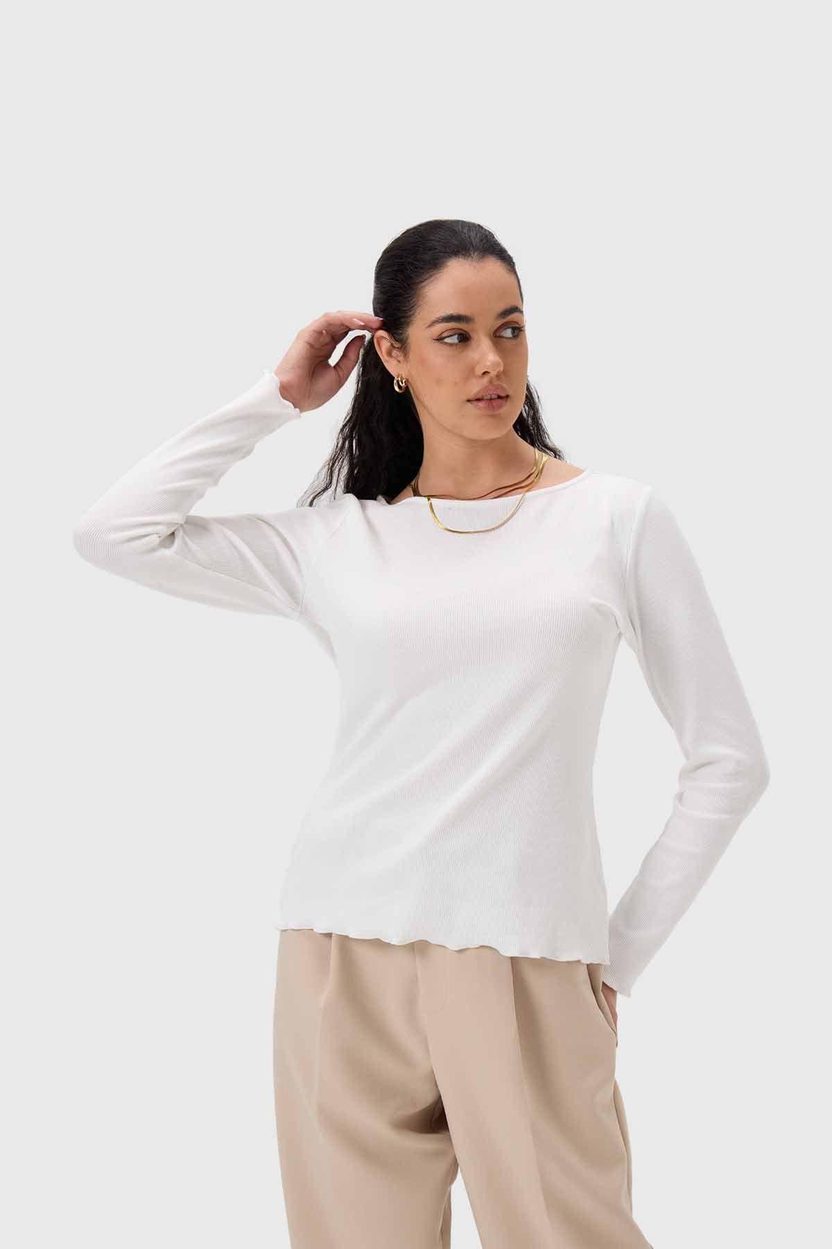 Polera Mujer Rib Crudo-1