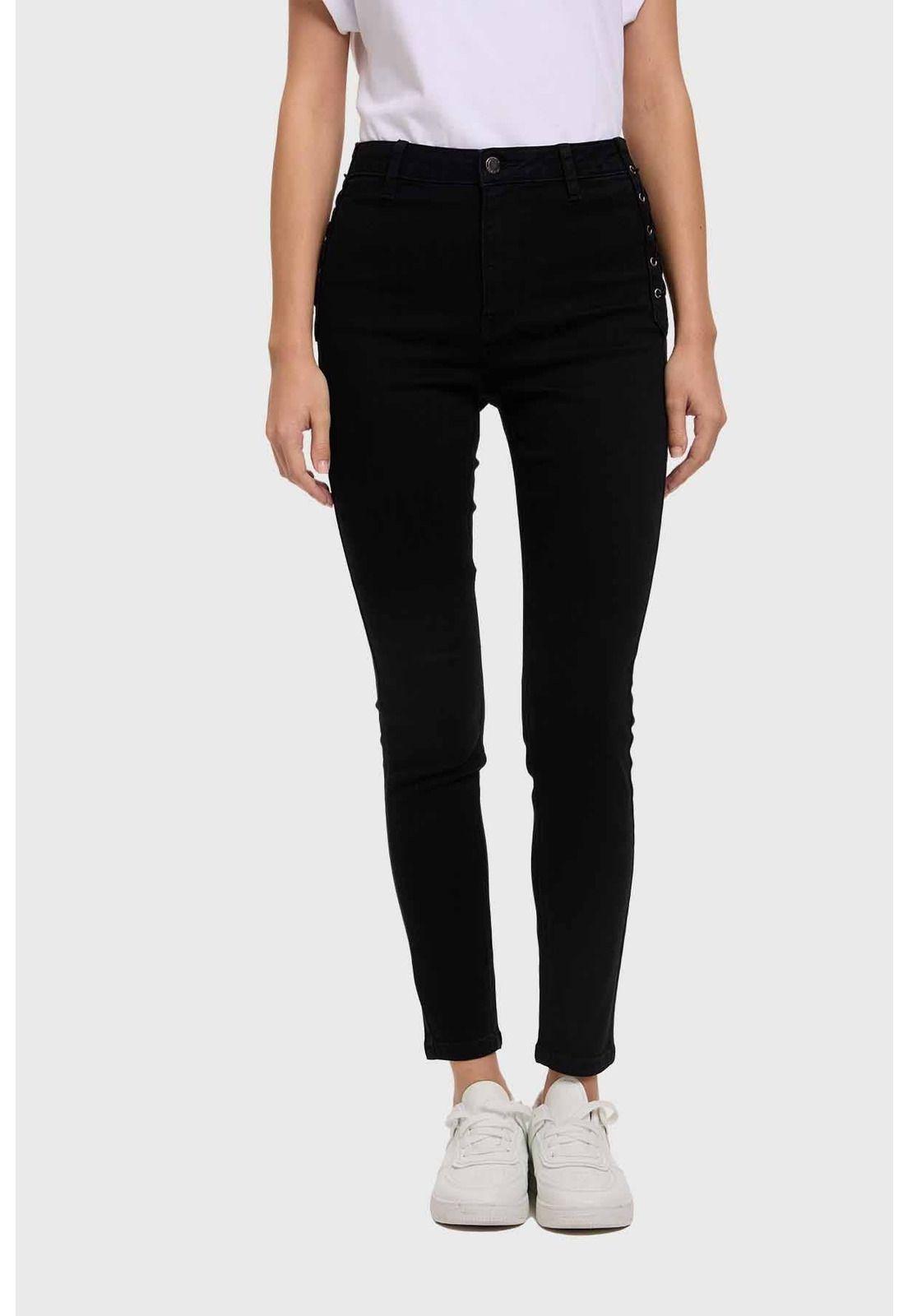 Jeans Mujer Skinny Ojetillo Negro-0