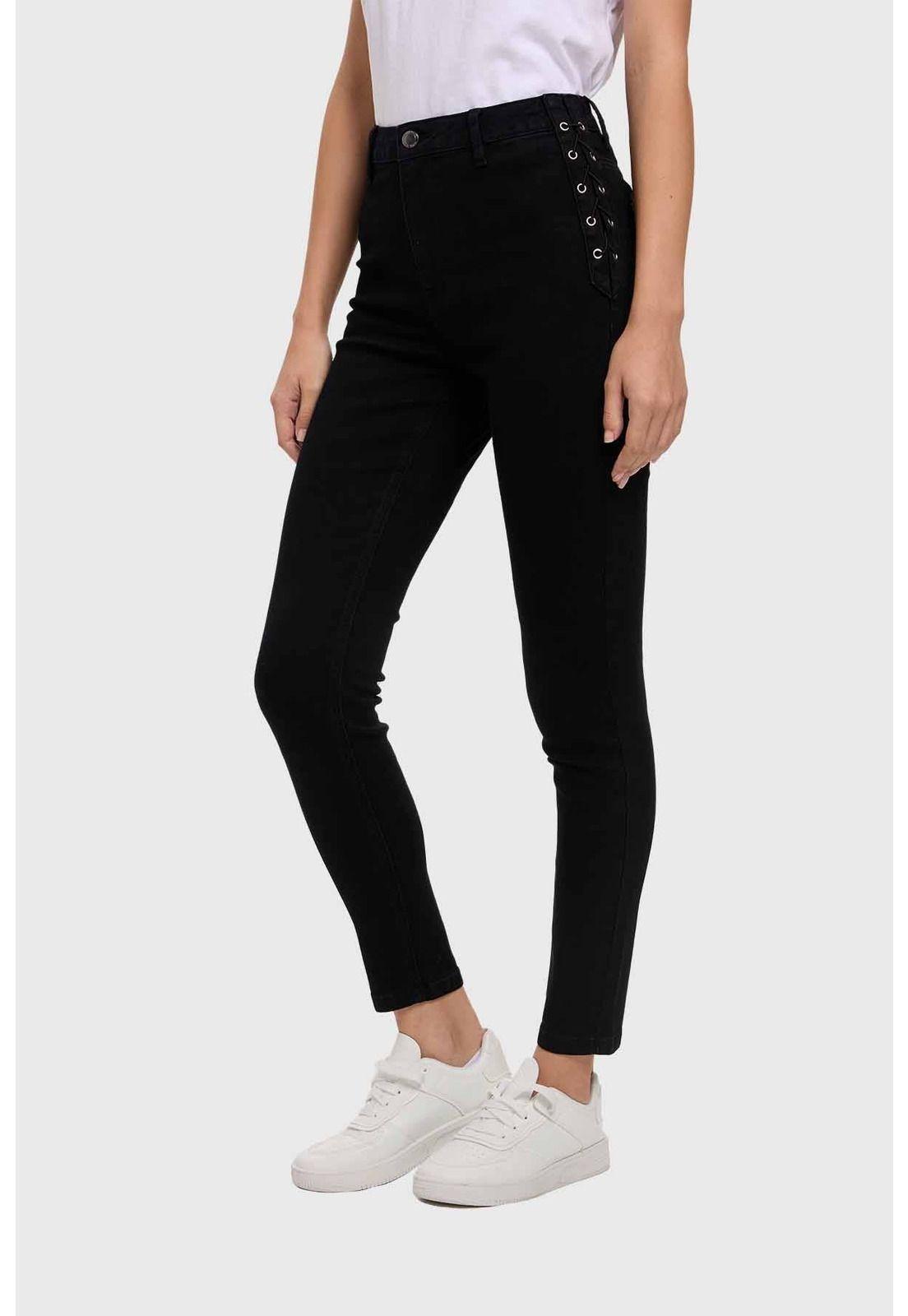Jeans Mujer Skinny Ojetillo Negro-1