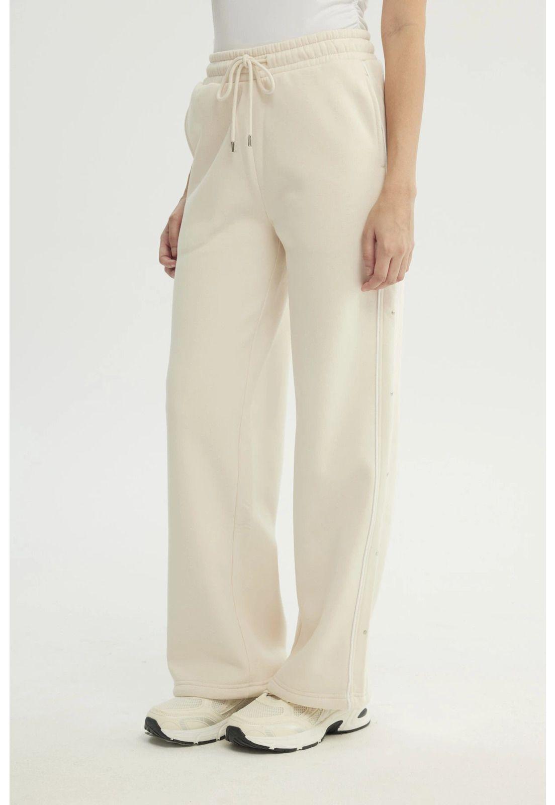 Pantalón Buzo Mujer Wide Leg Beige Claro-1
