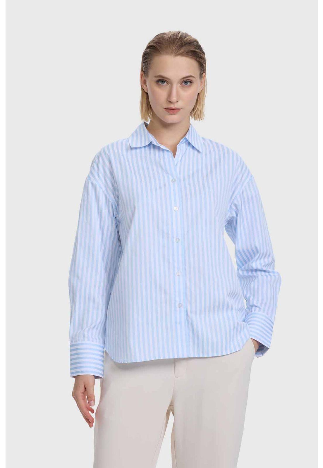 Blusa Mujer Puño Ancho Celeste-0