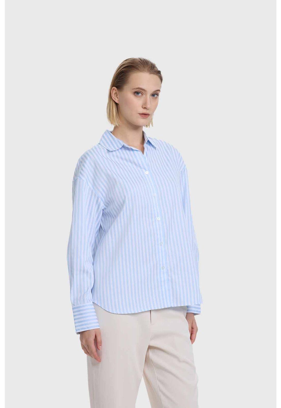 Blusa Mujer Puño Ancho Celeste-1