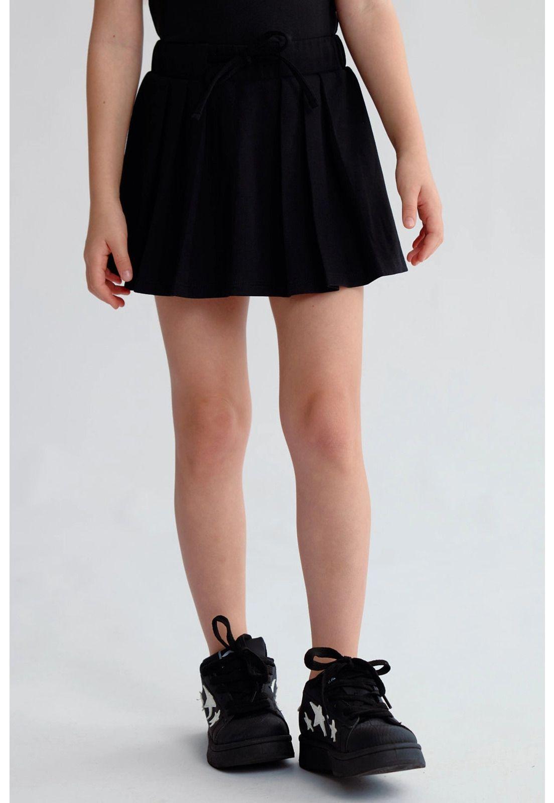 Falda Niña Tableada Con Lazo Negro - ll-2