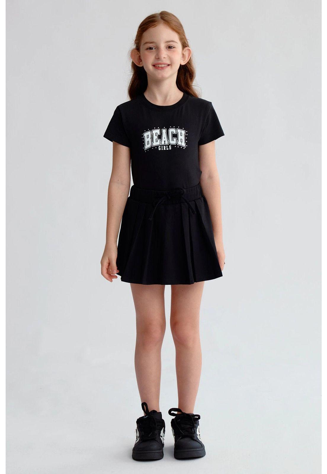 Falda Niña Tableada Con Lazo Negro - ll-3