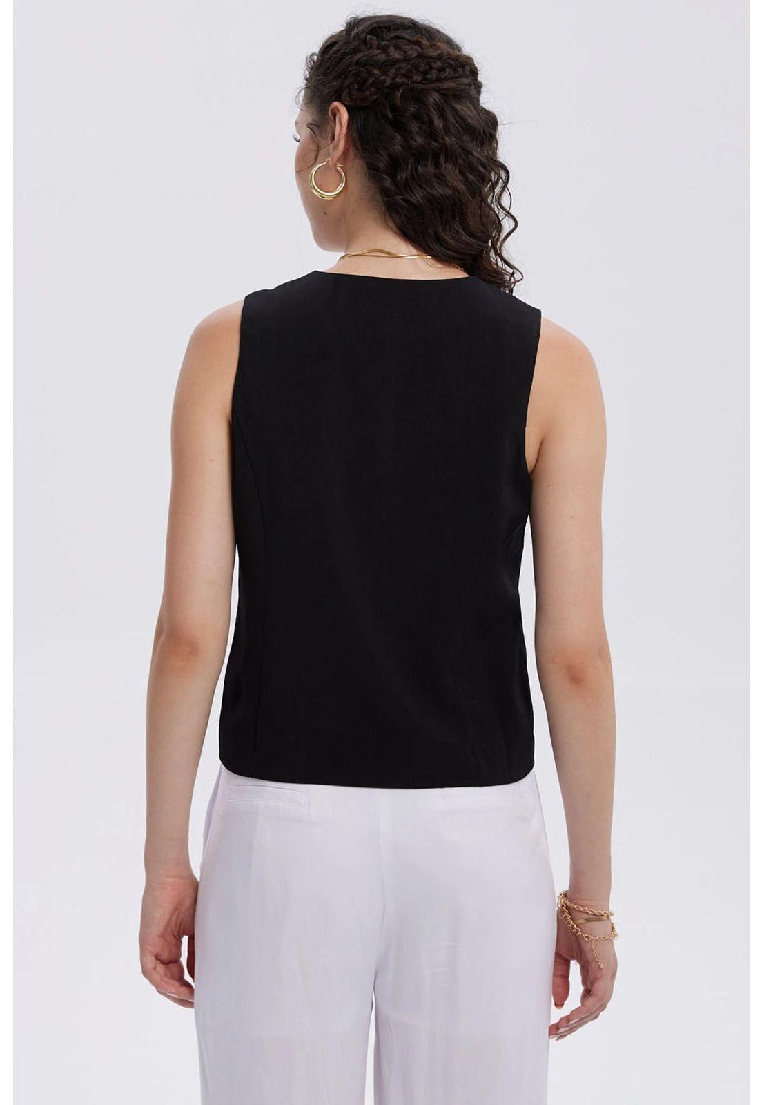 Blazer Mujer Abotonado Negro-2