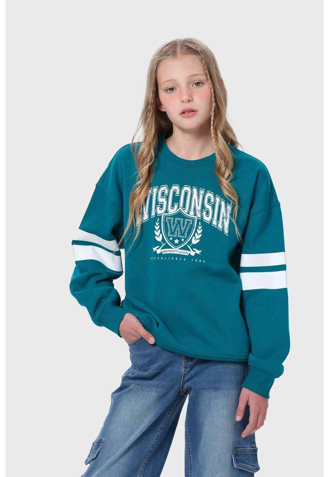 Polerón Niña Cortes En Mangas Verde-0