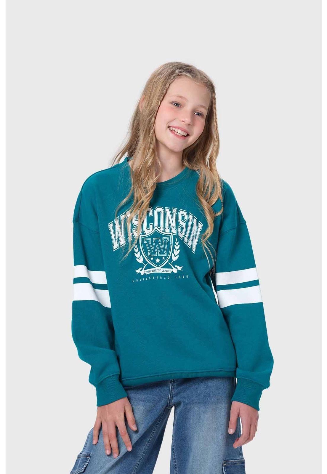 Polerón Niña Cortes En Mangas Verde-1